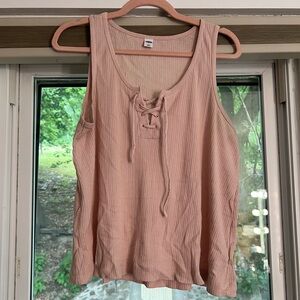 Pink tank top w/ tie front